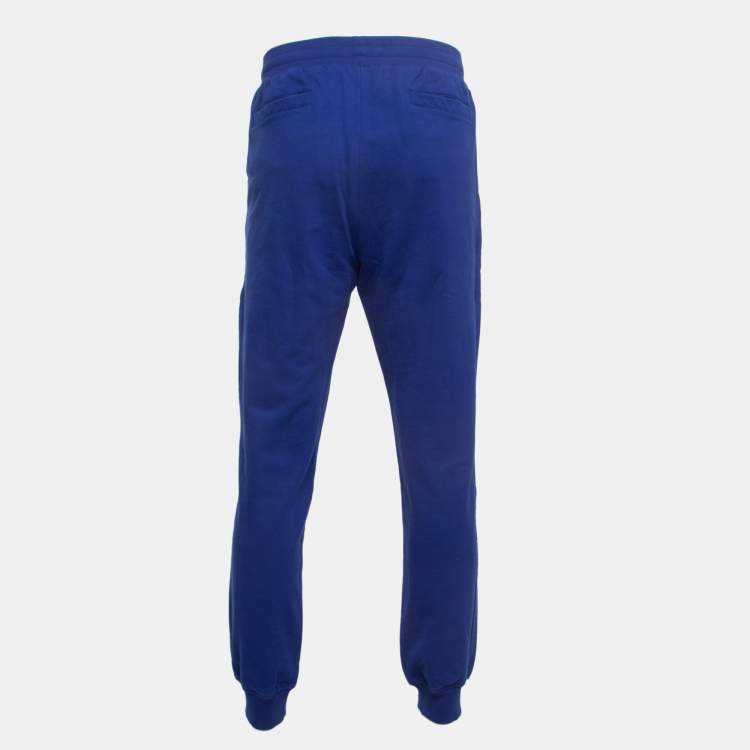 Pre Owned Versace Blue Logo Embroidered Cotton Joggers 2XL