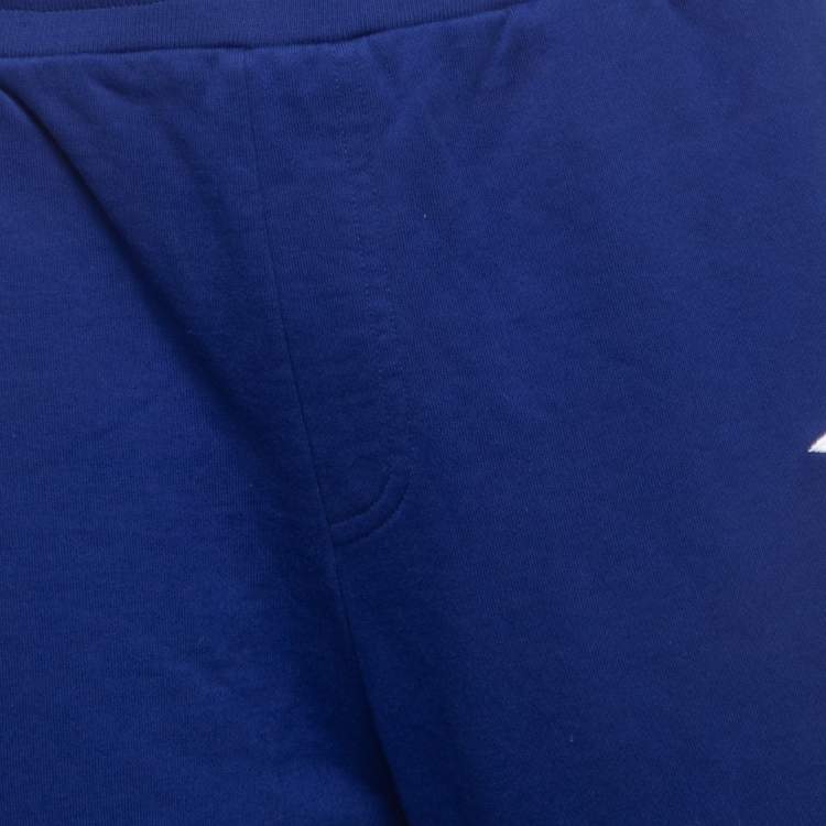 Pre Owned Versace Blue Logo Embroidered Cotton Joggers 2XL