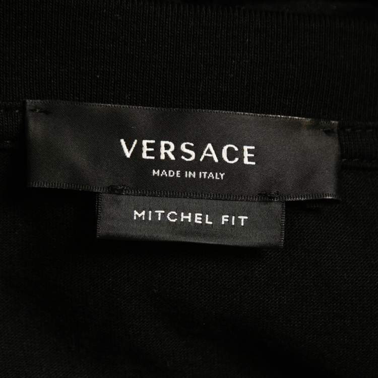 Pre Owned Versace Black La Greca Print Cotton Crewneck T-Shirt 2XL