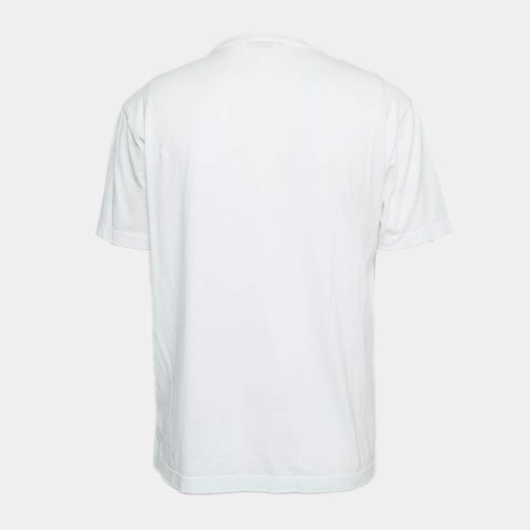 Pre Owned Versace White Cotton Logo Print T-Shirt 2XL