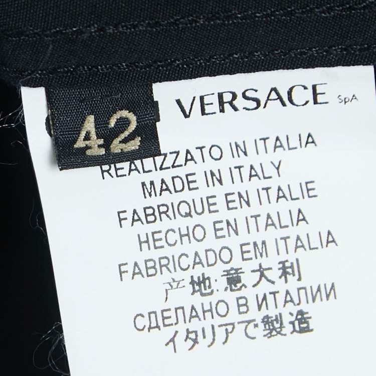 Pre Owned Versace Black Embroidered Cotton Button Front Double Cuff Shirt XL