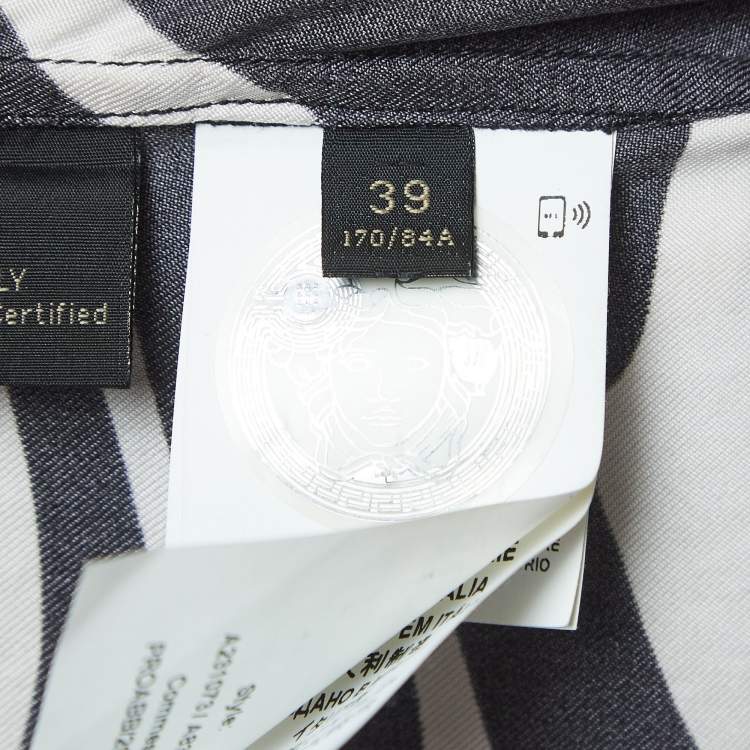 Pre Owned Versace Black Zebra/Giraffe Print Silk Button Front Full Sleeve Shirt M