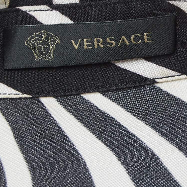 Pre Owned Versace Black Zebra/Giraffe Print Silk Button Front Full Sleeve Shirt M