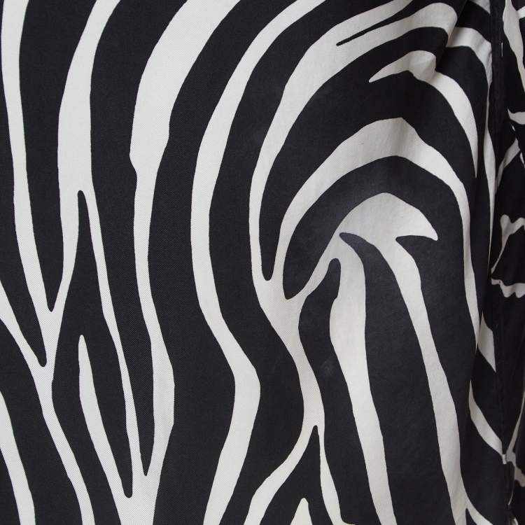 Pre Owned Versace Black Zebra/Giraffe Print Silk Button Front Full Sleeve Shirt M