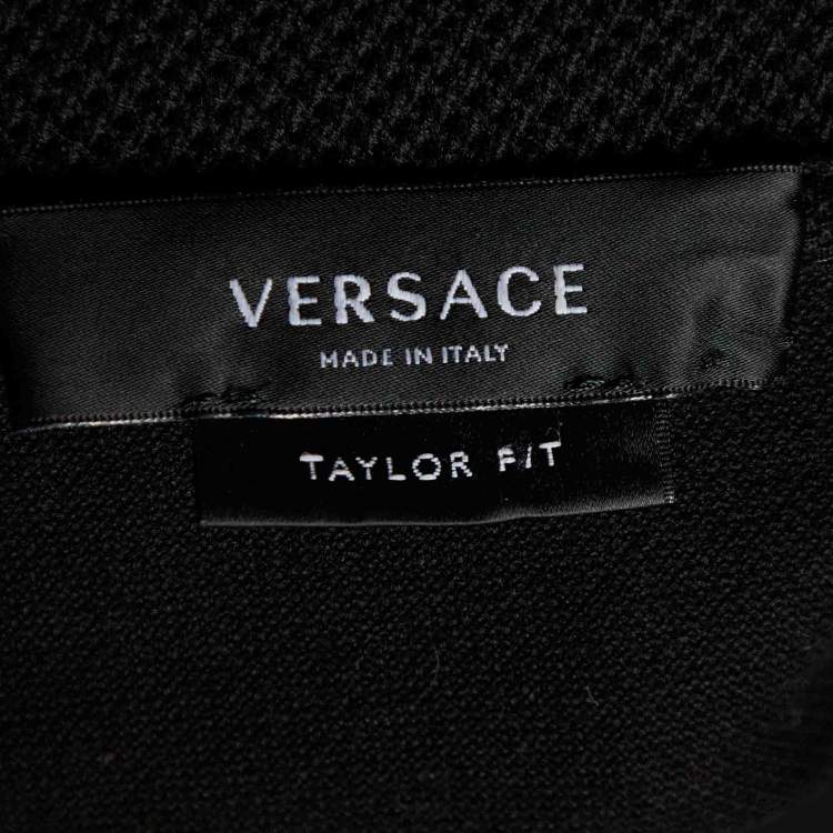 Pre Owned Versace Black Cotton Pique Taylor Fit Polo T-Shirt L