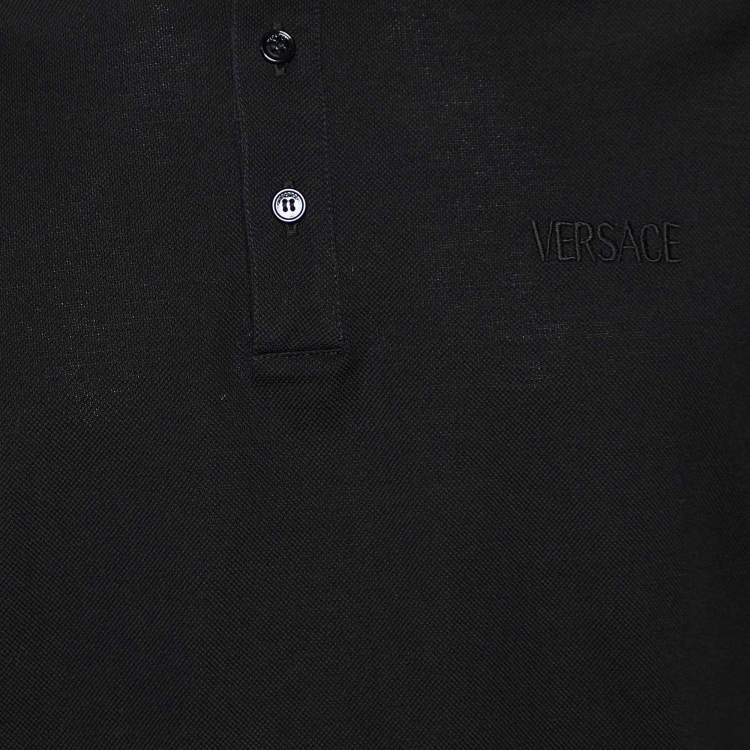 Pre Owned Versace Black Cotton Pique Taylor Fit Polo T-Shirt L