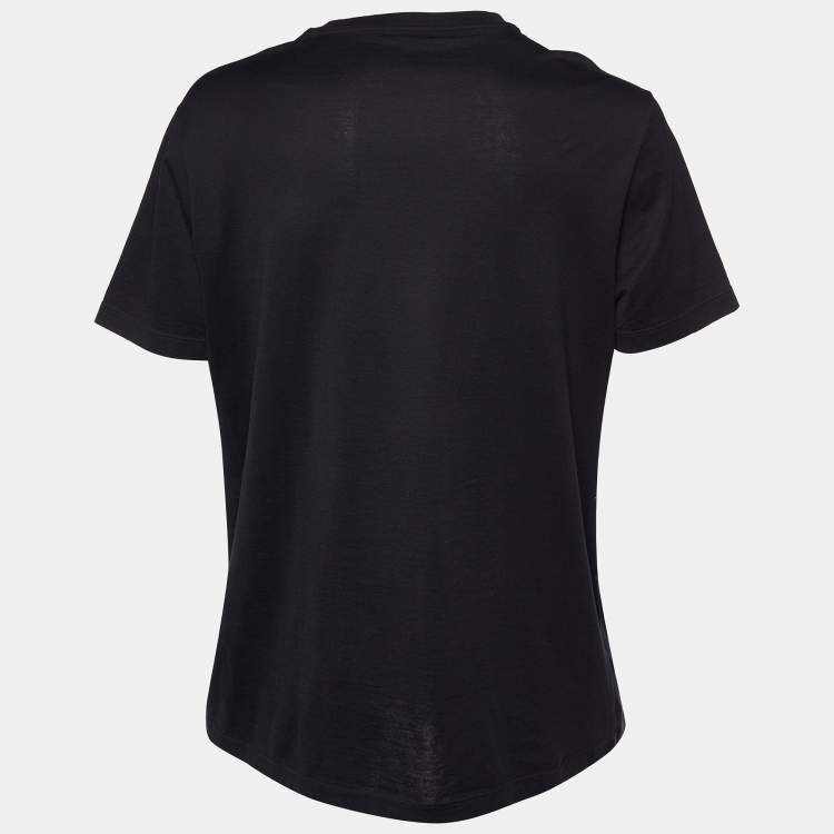 Pre Owned Versace Black Logo Print Cotton Taylor Fit Half Sleeve T-Shirt 2XL