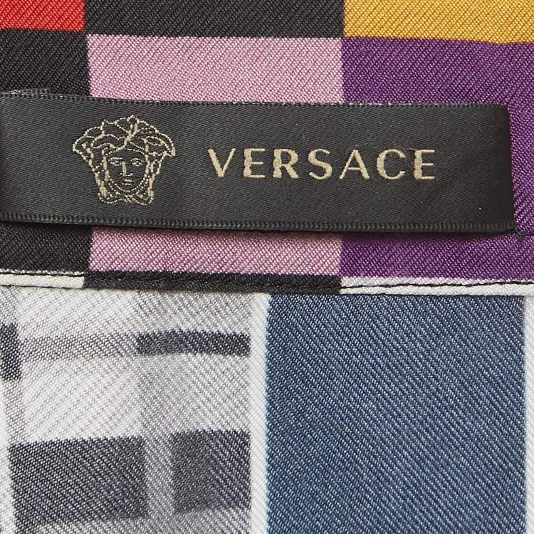 Pre Owned Versace Multicolor Patchwork Print Silk Shirt XL