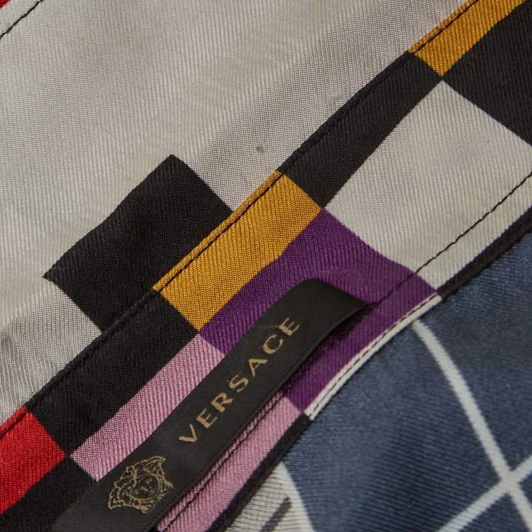 Pre Owned Versace Multicolor Patchwork Print Silk Shirt XL