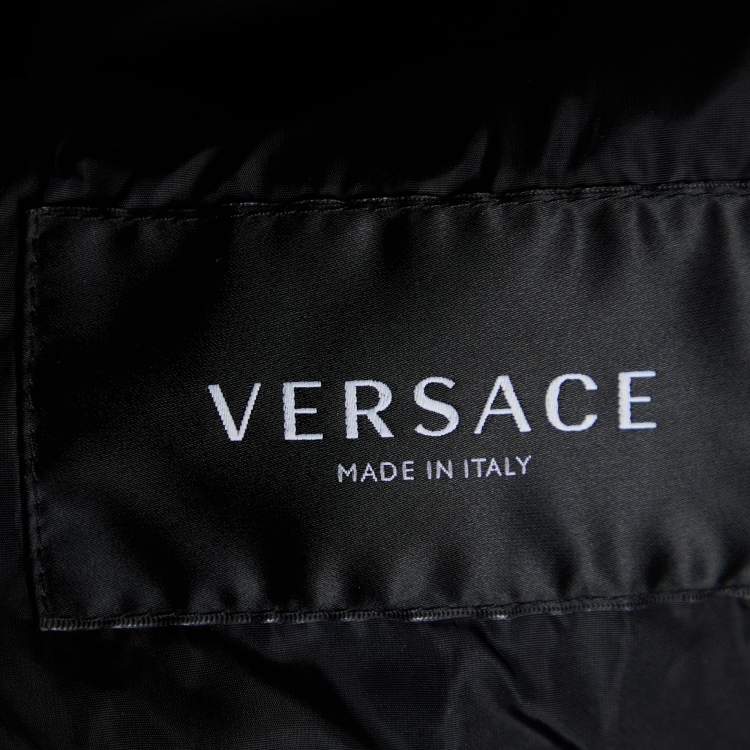 Pre Owned Versace Black Nylon Zip Detail Hooded Jacket M