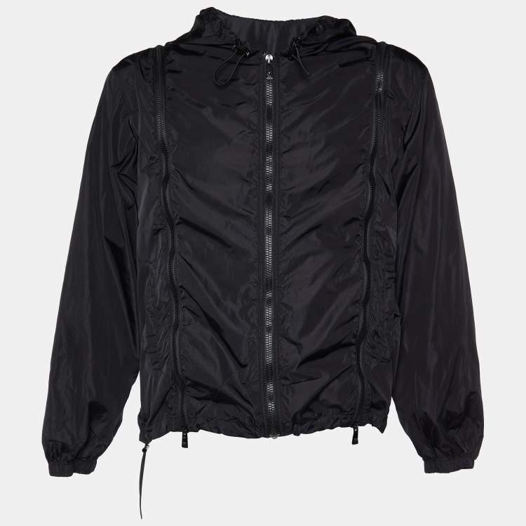 Versace Black Nylon Zip Detail Hooded Jacket M Versace | The Luxury Closet