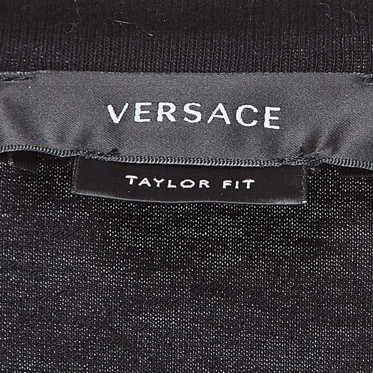 Pre Owned Versace Black Cotton Embellished Medusa Logo T-Shirt M