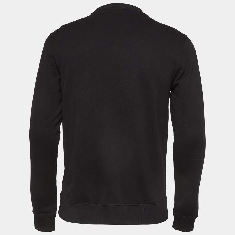 Pre Owned Versace Black Logo Print Cotton Knit Taylor Fit Sweatshirt XS