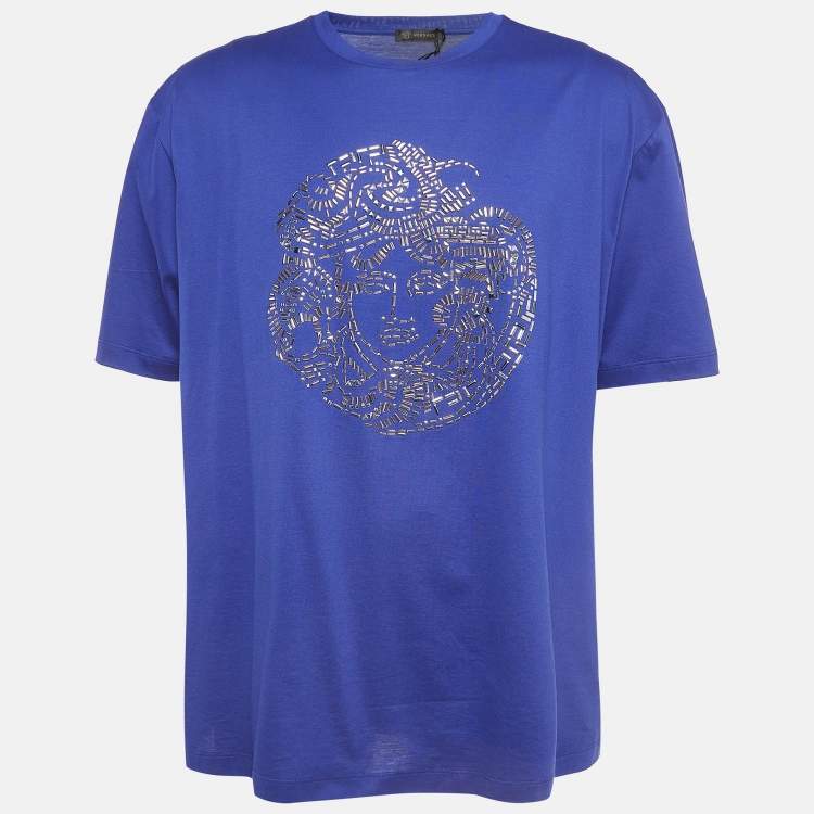 Pre Owned Versace Purple Medusa Icon Studded Cotton T-shirt 5XL