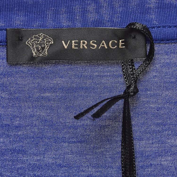 Pre Owned Versace Purple Medusa Icon Studded Cotton T-shirt 5XL