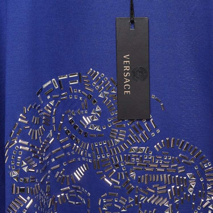 Pre Owned Versace Purple Medusa Icon Studded Cotton T-shirt 5XL