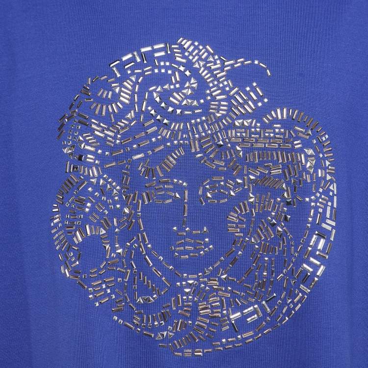 Pre Owned Versace Purple Medusa Icon Studded Cotton T-shirt 5XL