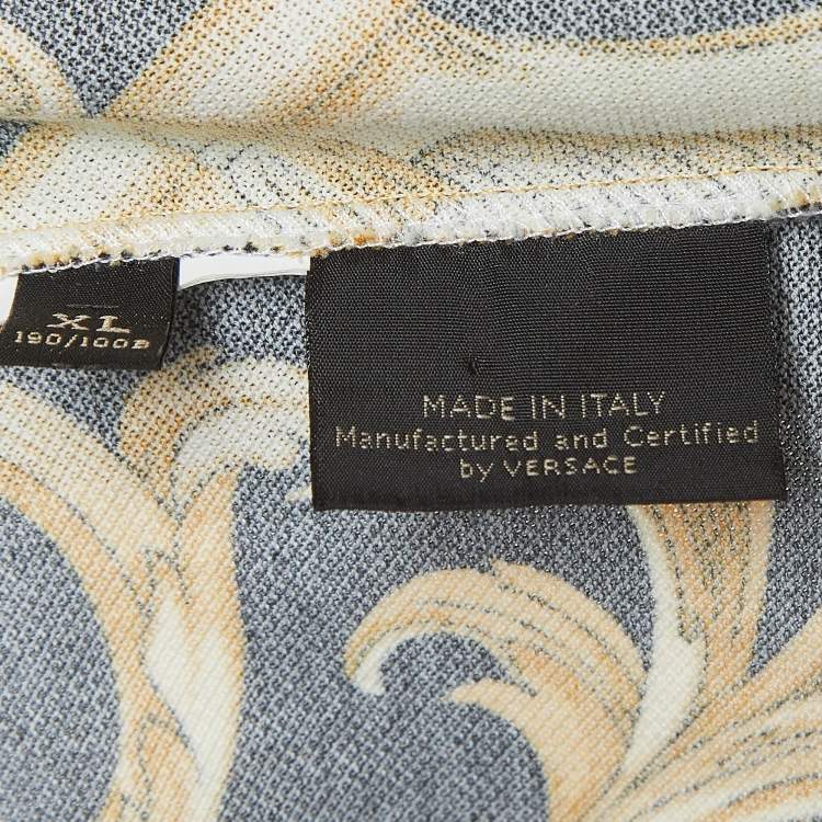 Pre Owned Versace Multicolor Baroque Printed Knit Polo T-Shirt XL