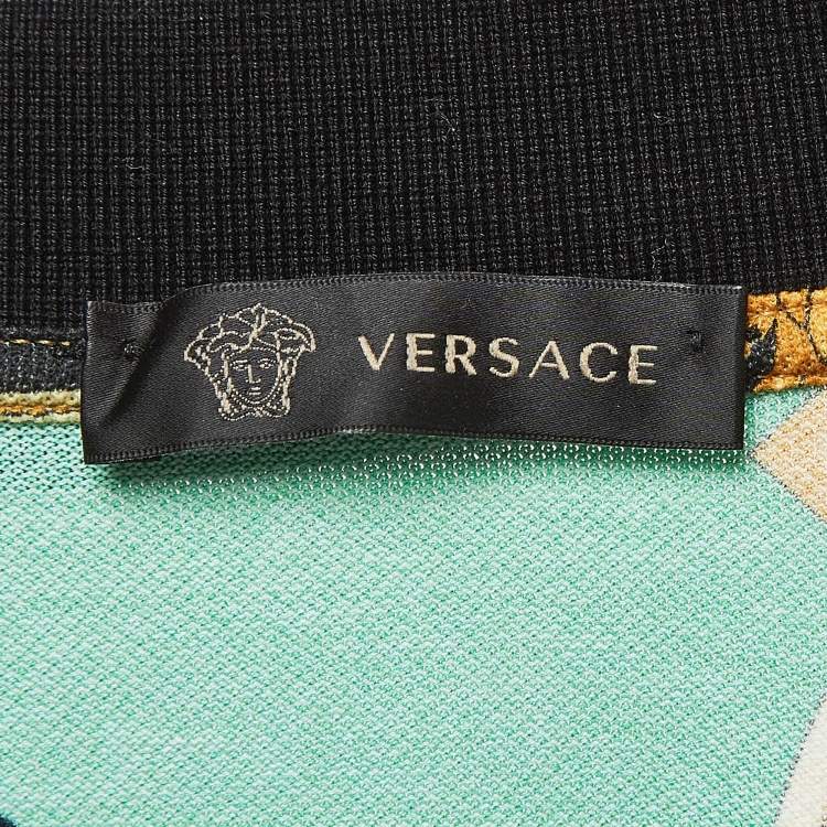Pre Owned Versace Multicolor Baroque Printed Knit Polo T-Shirt XL