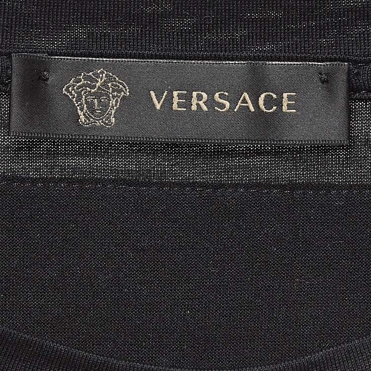 Pre Owned Versace Black Universe Medusa Printed Cotton Knit T-Shirt XS