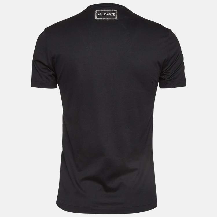 Pre Owned Versace Black Universe Medusa Printed Cotton Knit T-Shirt XS