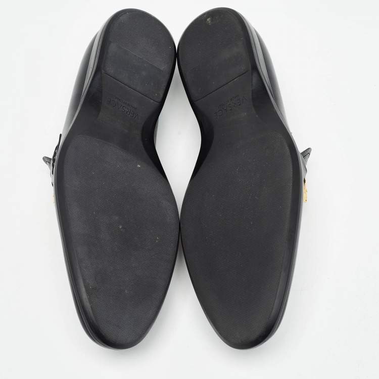 Pre Owned Versace Black Croc Embossed Medusa City Loafers Size 43