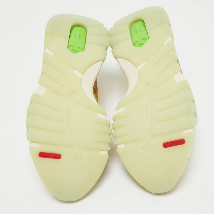Pre Owned Versace Yellow Leather and Mesh Squalo Lace Up Sneakers 41