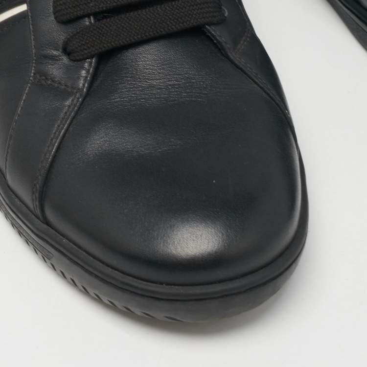 Pre Owned Versace Black Leather Medusa Lace Up Sneakers Size 41