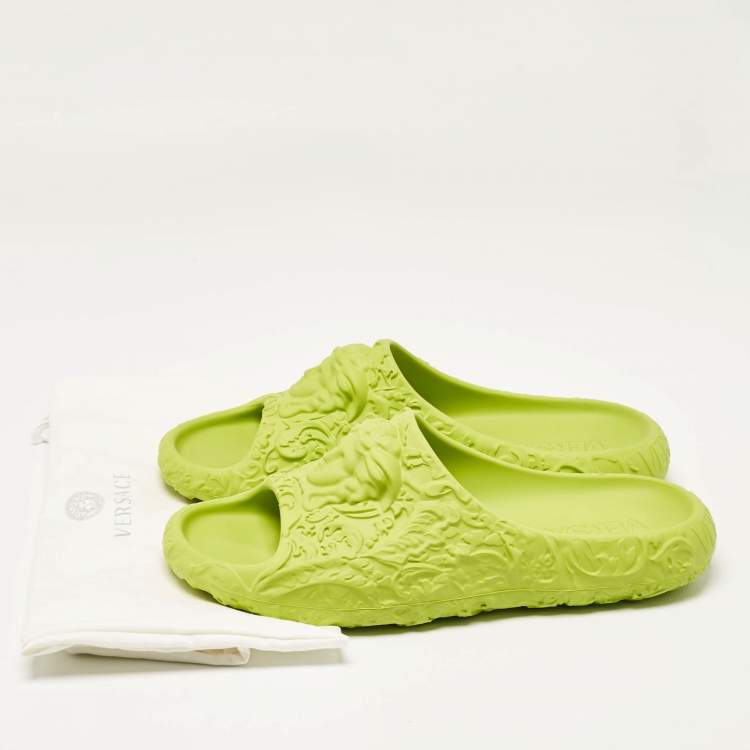 Pre Owned Versace Green Rubber Mules Size 46