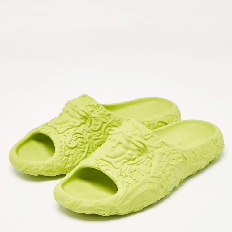 Pre Owned Versace Green Rubber Mules Size 46