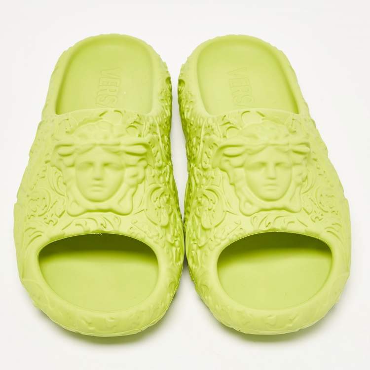 Pre Owned Versace Green Rubber Mules Size 46