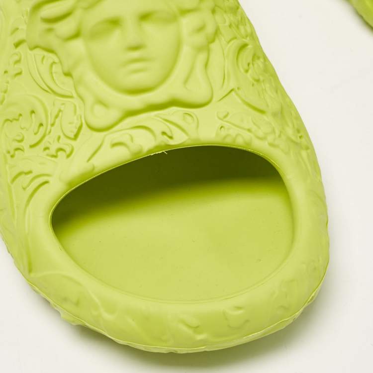 Pre Owned Versace Green Rubber Mules Size 46