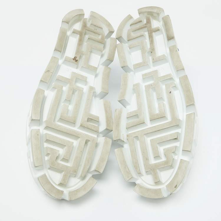 Pre Owned Versace White/Blue Leather Greca Labyrinth Platform Sneakers Size 44