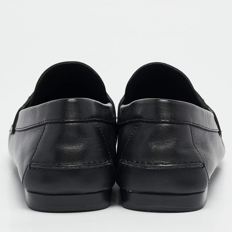 Pre Owned Versace Black Leather Medusa Loafers Size 44