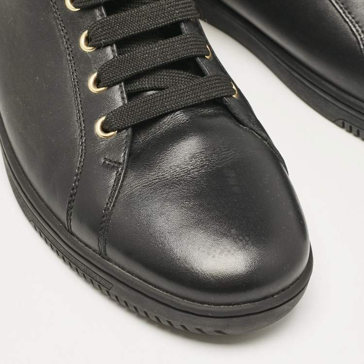 Pre Owned Versace Black Leather High Top Sneakers Size 42