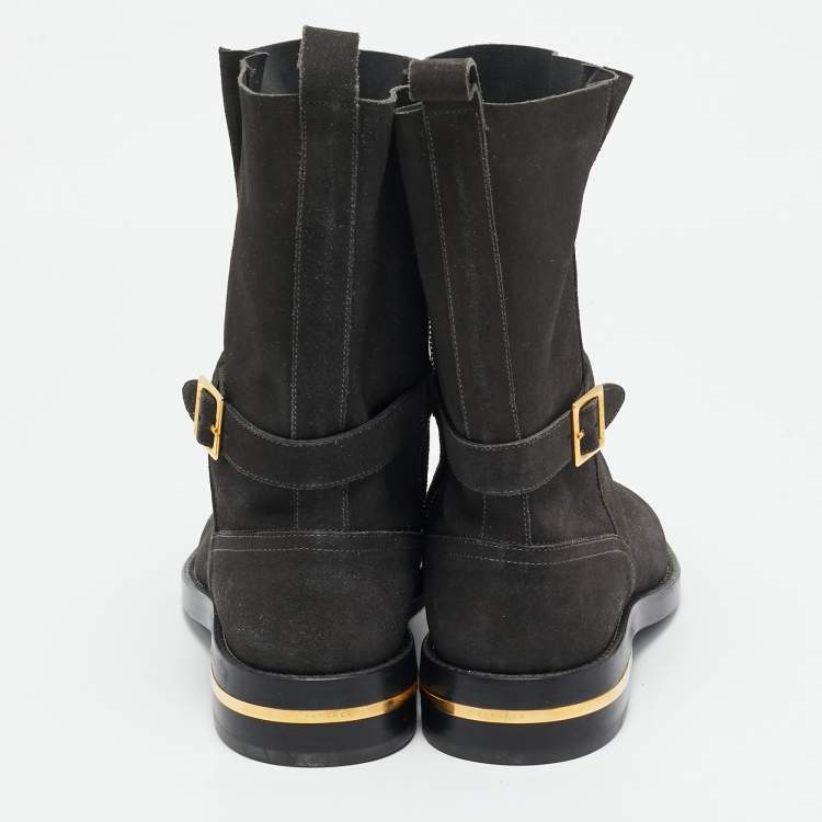 Pre Owned Versace Olive Green Suede Ankle Boots Size 44