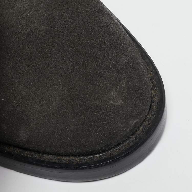 Pre Owned Versace Olive Green Suede Ankle Boots Size 44
