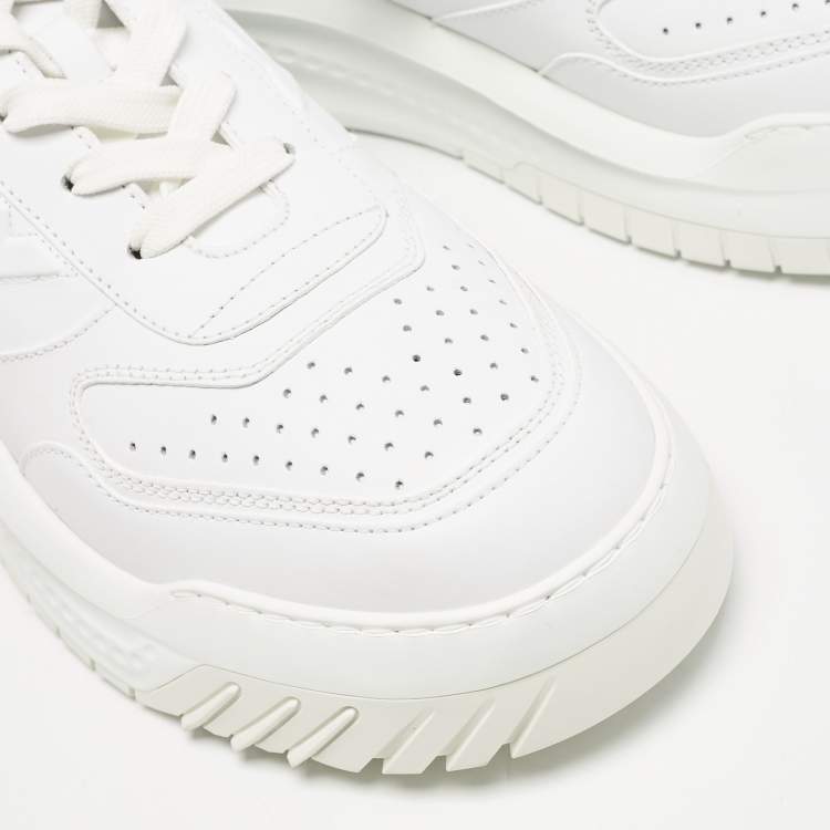 Pre Owned Versace White Leather Greca Odissea Sneakers Size 46