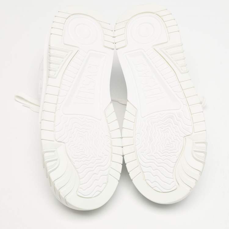 Pre Owned Versace White Leather Greca Odissea Sneakers Size 46