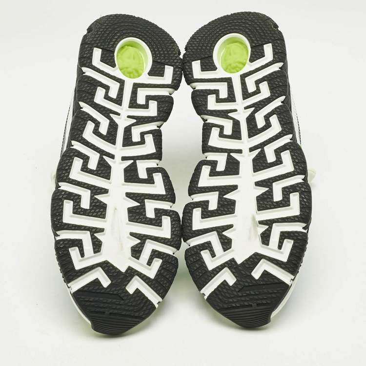 Pre Owned Versace Multicolor Leather and Canvas Trigreca Sneakers Size 42
