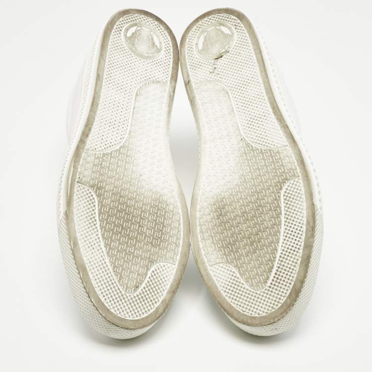 Pre Owned Versace White Leather Palazzo Medusa Slip On Sneakers Size 43