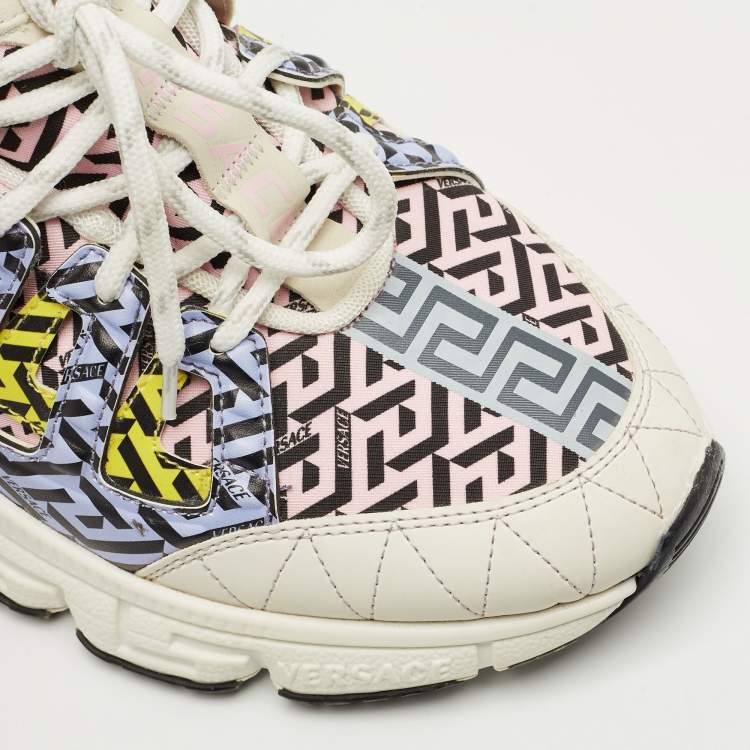 Pre Owned حذاء رياضي فيرساتشي تريجريكا أربطة قماش وجلد متعدد الألوان مقاس 44