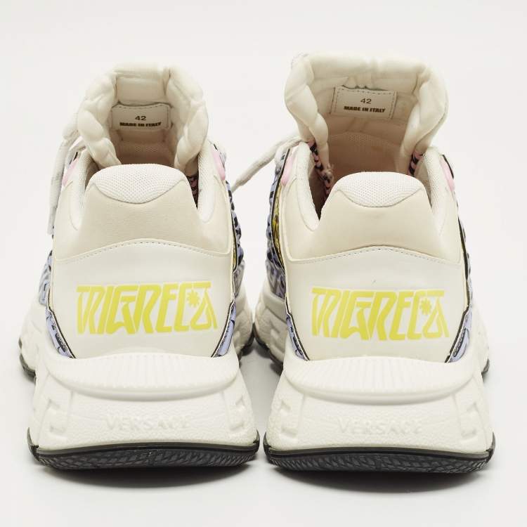 Pre Owned حذاء رياضي فيرساتشي تريجريكا أربطة قماش وجلد متعدد الألوان مقاس 44