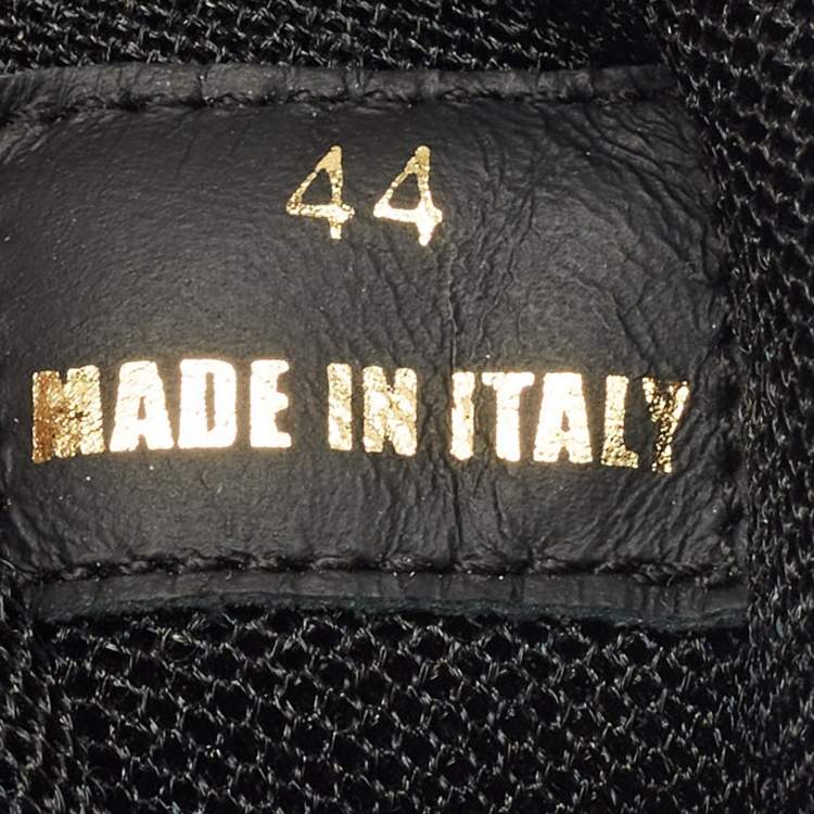 Pre Owned Versace Black/Yellow Canvas and Leather Trigreca Sneakers Size 44