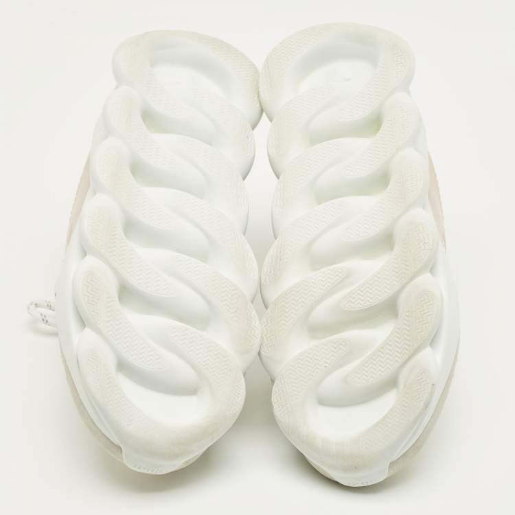 Pre Owned Versace White Mesh and PVC Chain Reaction Lace Up Sneakers Size 44