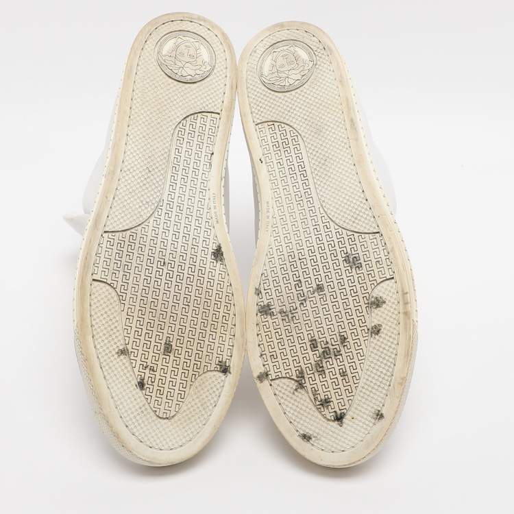 Pre Owned Versace Medusa Size 42 White Leather High Top Sneakers