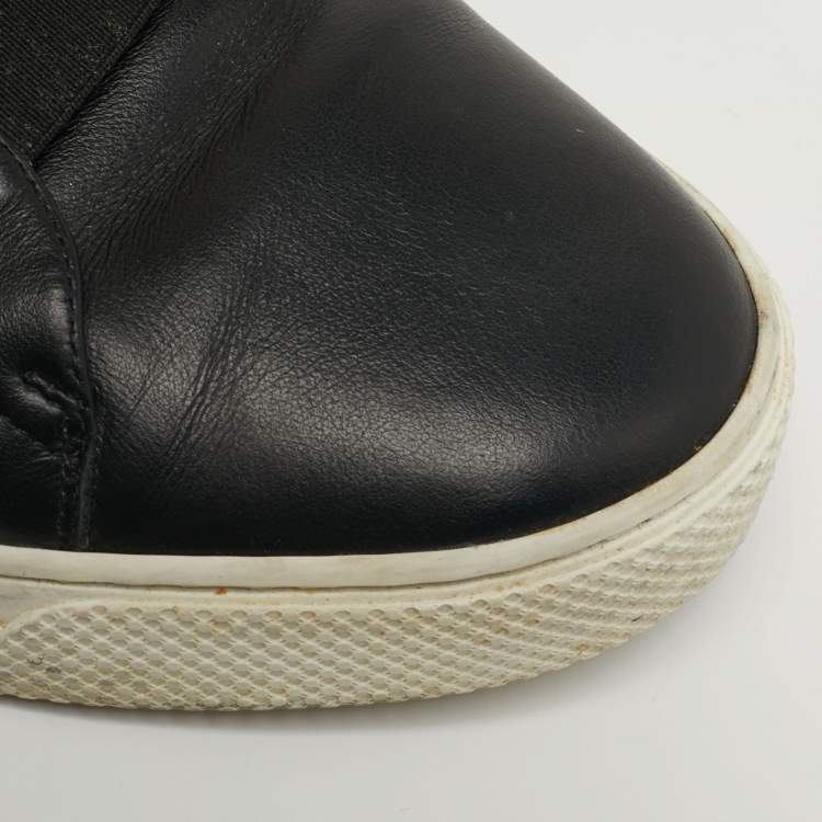 Pre Owned Versace Palazzo Size 41 Black Leather Medusa High Top Sneakers