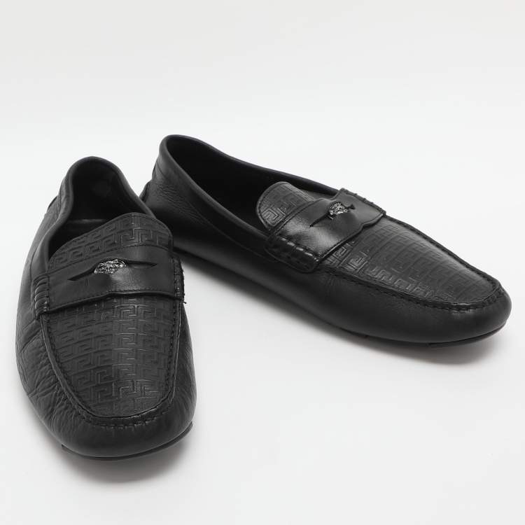 Pre Owned Versace Medusa Size 42 Black Leather Loafers