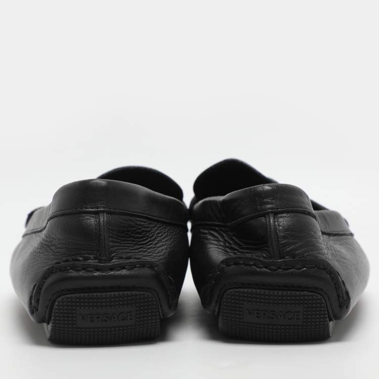 Pre Owned Versace Medusa Size 42 Black Leather Loafers