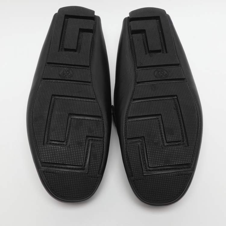 Pre Owned Versace Medusa Size 42 Black Leather Loafers